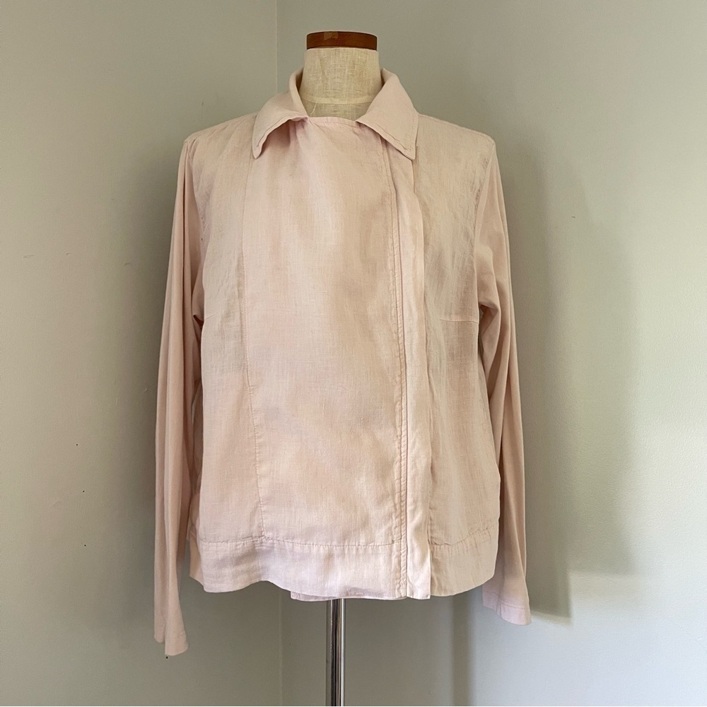 FLAX pink Wanderlust moto jacket size medium 100% Linen preowned